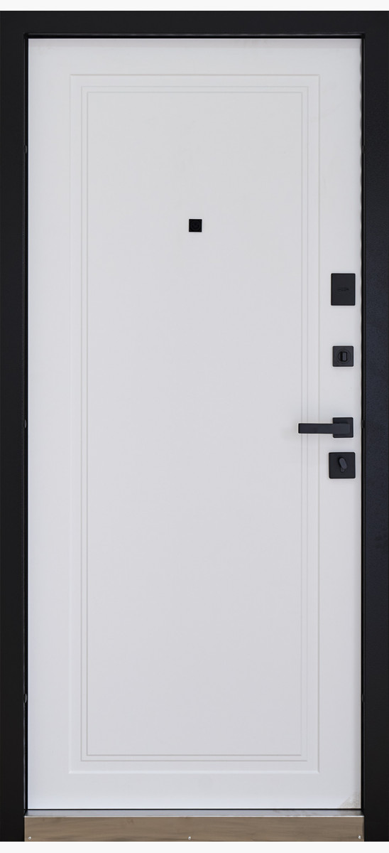 Вхідні двері Abwehr  модель Rain (Колір Чорна Шагрінь + Білий супермат) комплектація Megapolis MG3